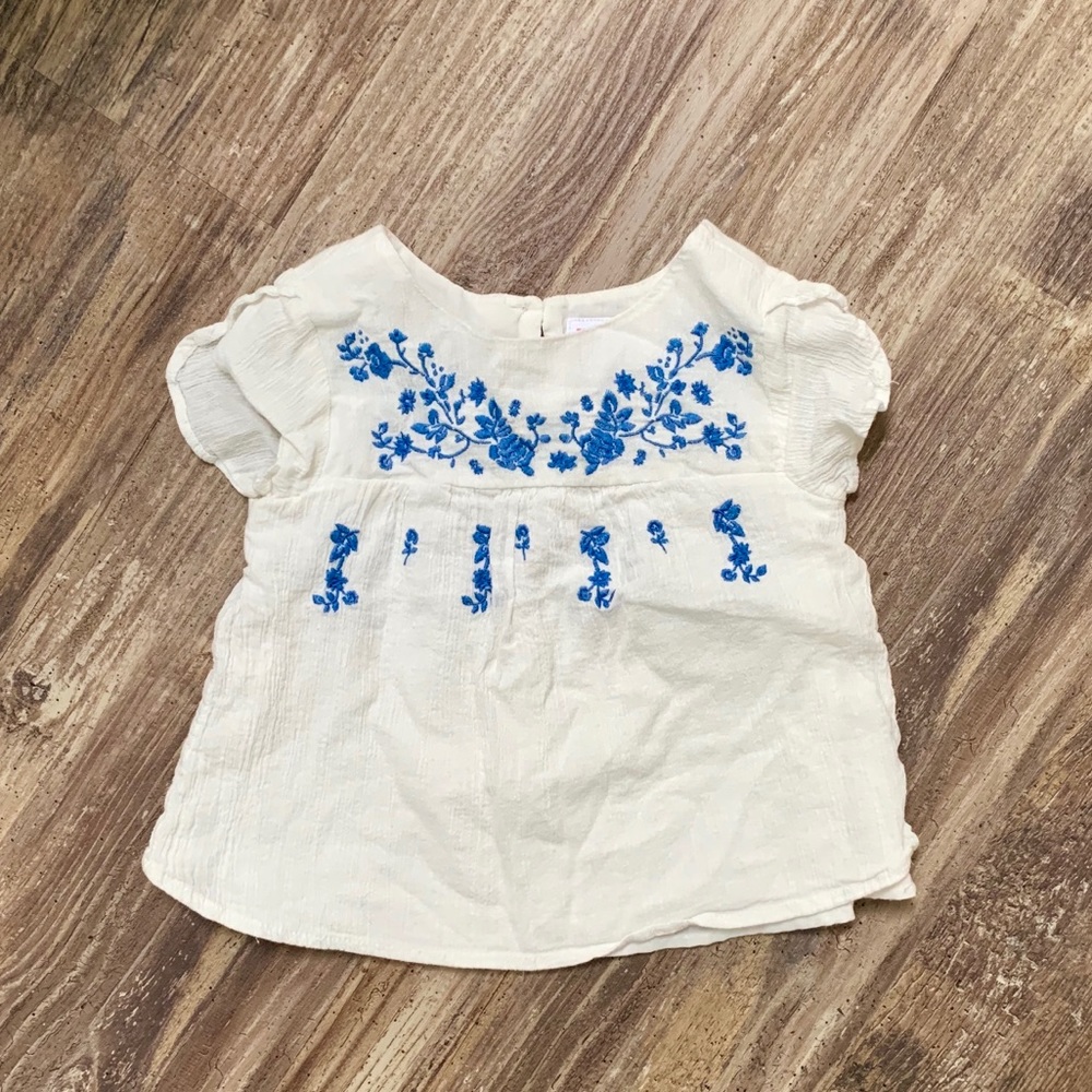 Girls 3T Hand embroidered white top